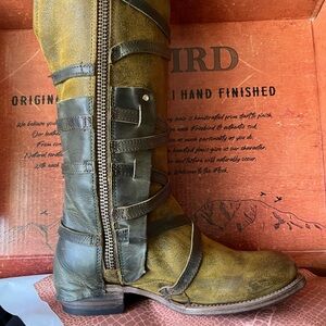 BED|STU Olive and Brown Leather Combat Boots